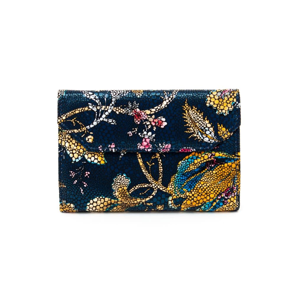 Дамско портмоне ENZO NORI модел CANDY естествена кожа син с цветя